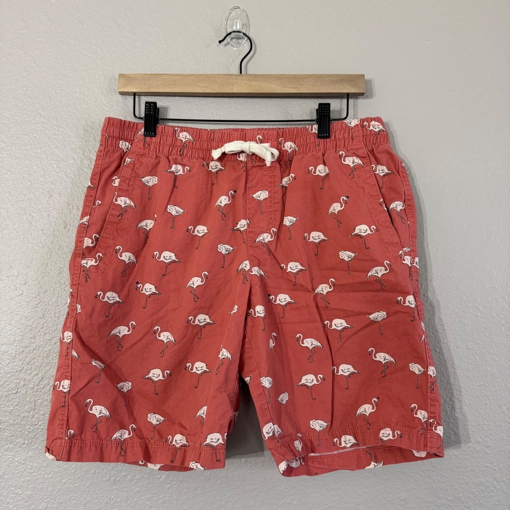 American‎ Republic Men's Size M Coral Flamingo Print Cotton Drawstring Shorts